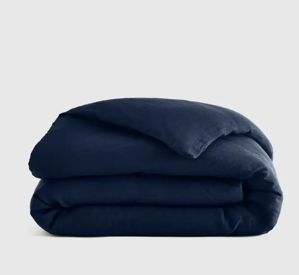 Quince Twin Linen Duvet Cover ONLY Navy Blue European Flax NEW